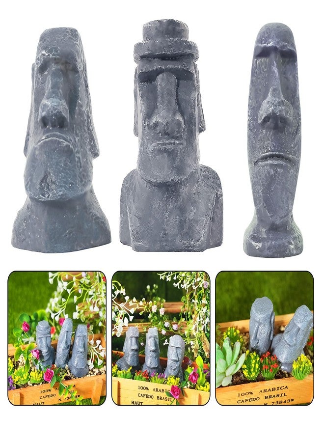 Pamonrueer 8 Pcs Miniature Easter Island Head Statue Moai Statue Decor 2.5 in Resin Stone Island for Room Accessories Antique Sculpture Christmas Desktop Bookshelf - Image 5